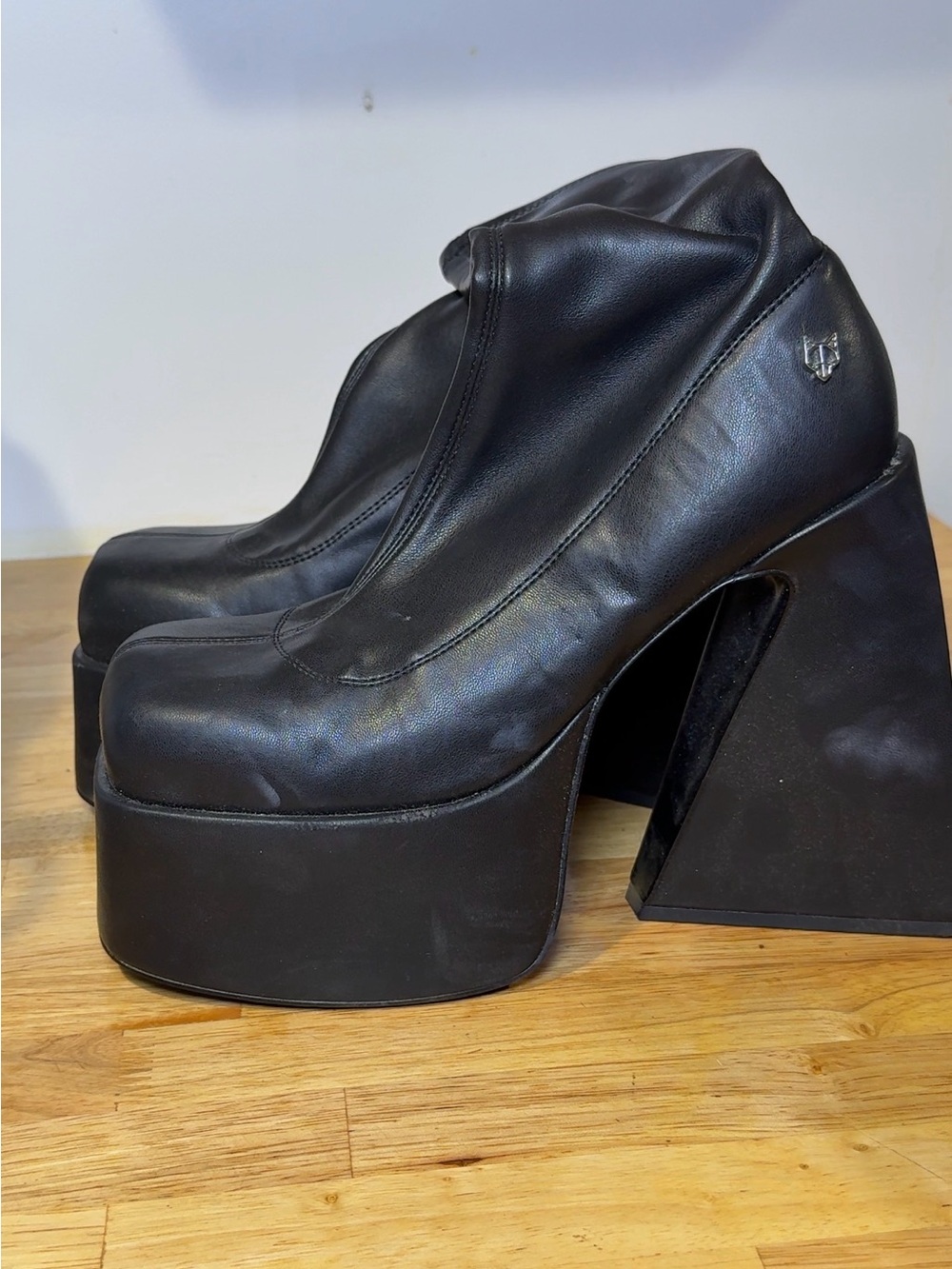 Naked Wolfe Black Sculpted Platform Ankle Boots
